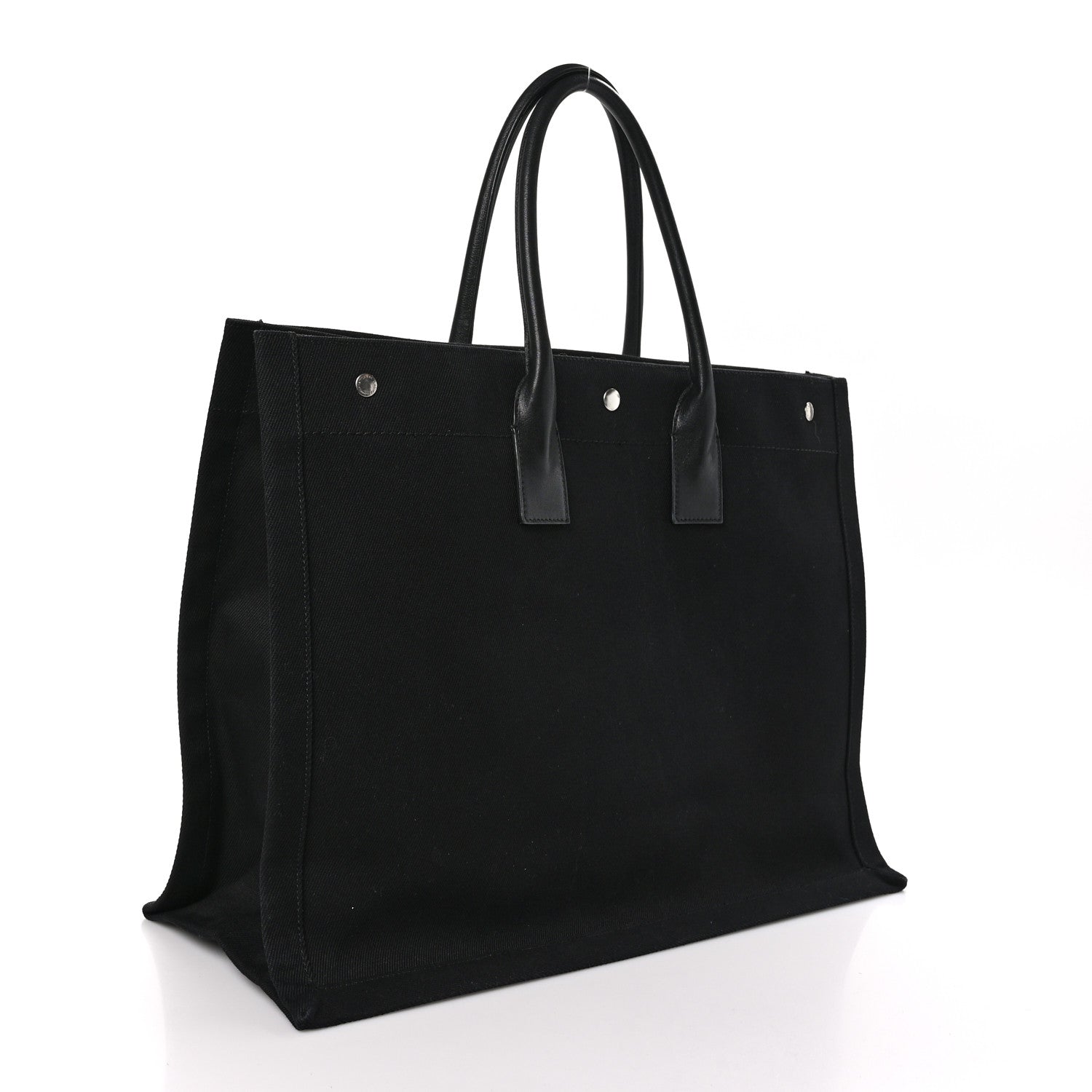 Saint Laurent Linen Calfskin Rive Gauche Tote Black 3 of 10