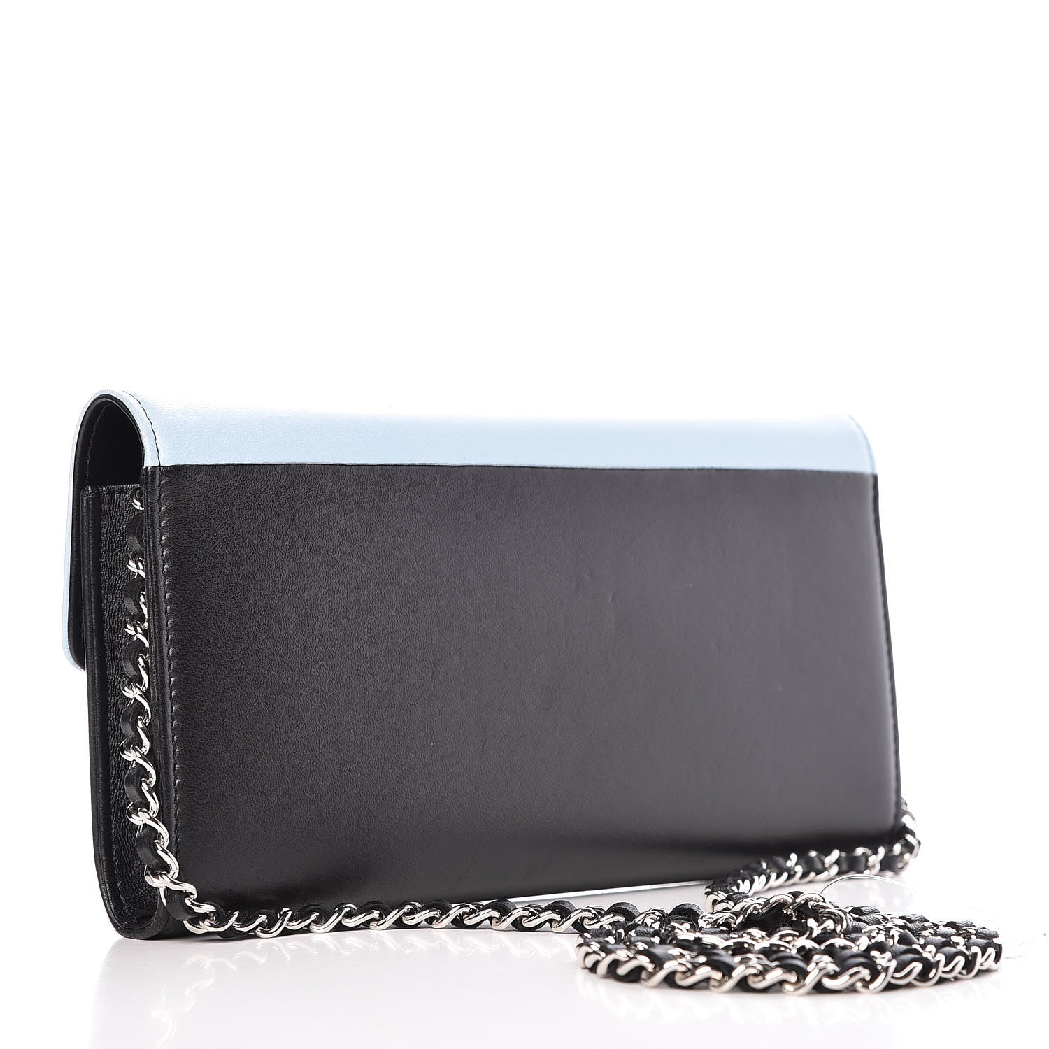 Chanel Lambskin Airlines Wallet On Chain WOC Blue Black Red 3 of 12
