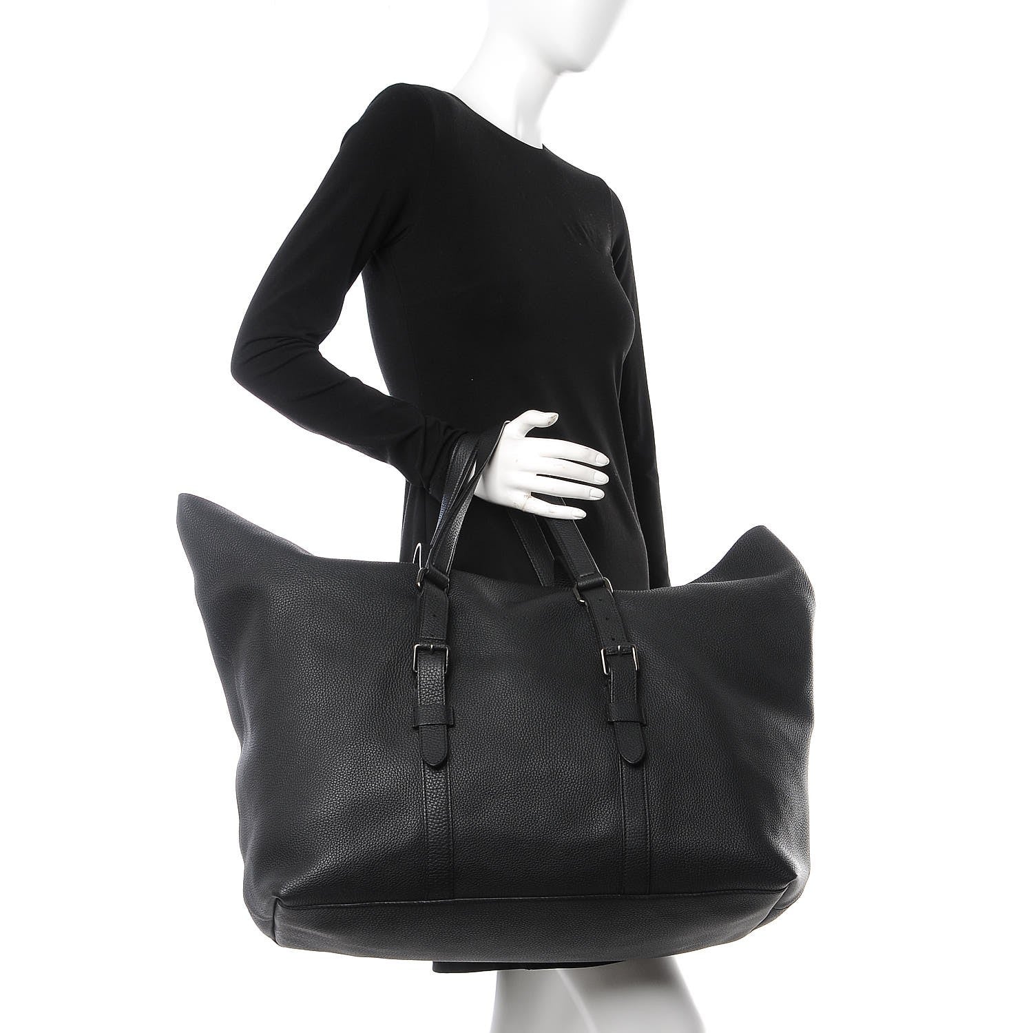 Gucci Pebbled Calfskin Carry On Duffle Black 2 of 9