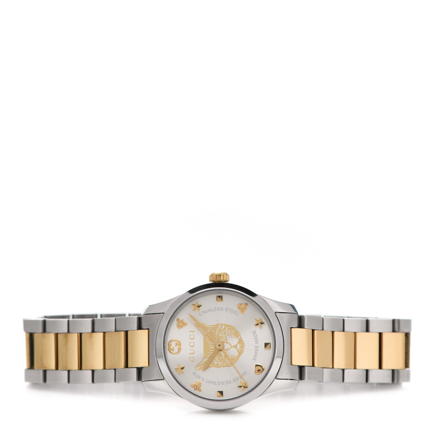 Gucci Stainless Steel 27mm G-Timeless Two Tone Cat Quartz Watch 2 of 5