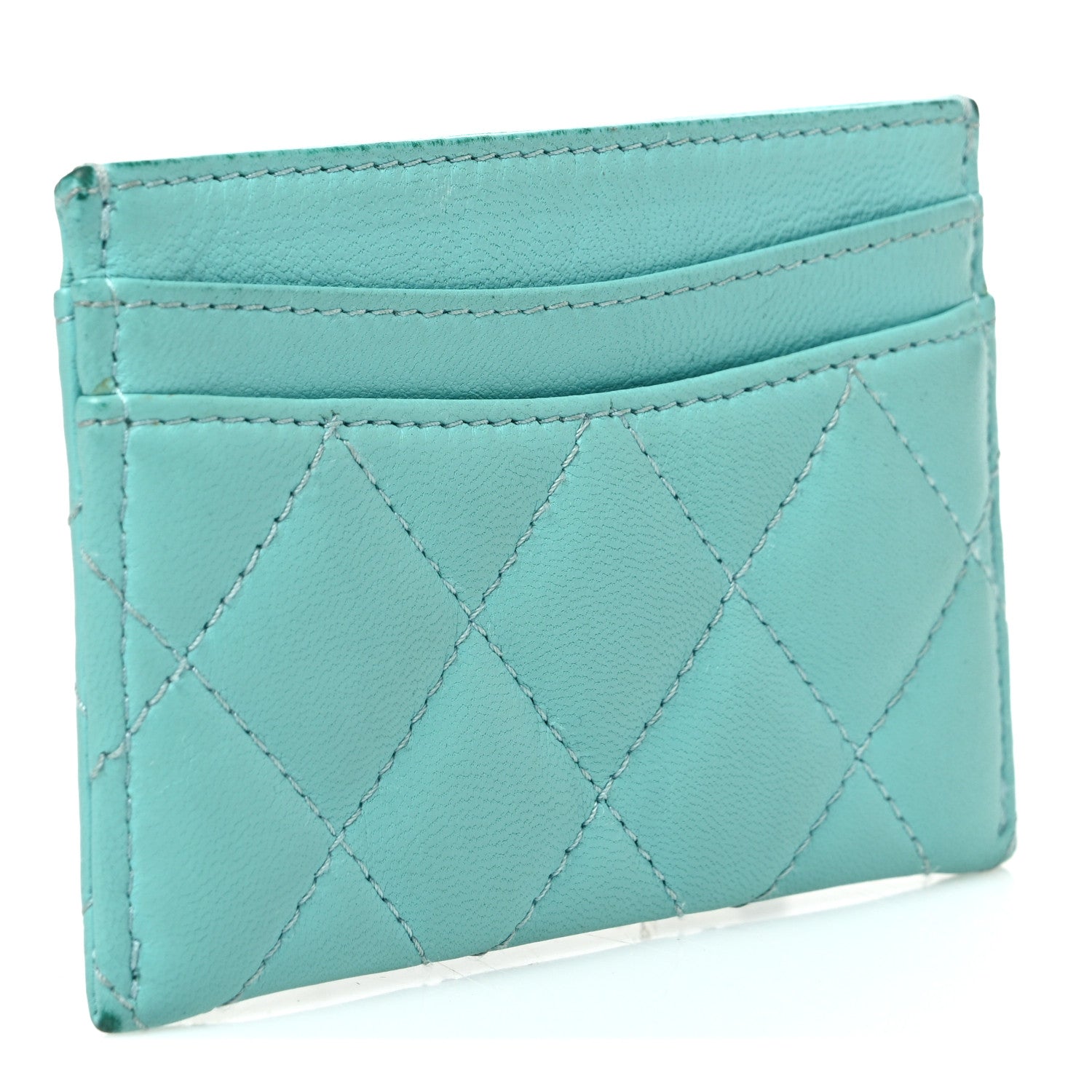 Chanel Lambskin Quilted Card Holder Turquoise 3 of 9