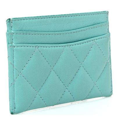 Chanel Lambskin Quilted Card Holder Turquoise 3 of 9