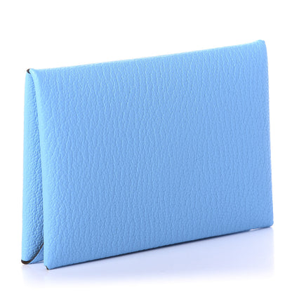 Hermes Chevre Mysore Calvi Card Case Celeste Kraft 3 of 7