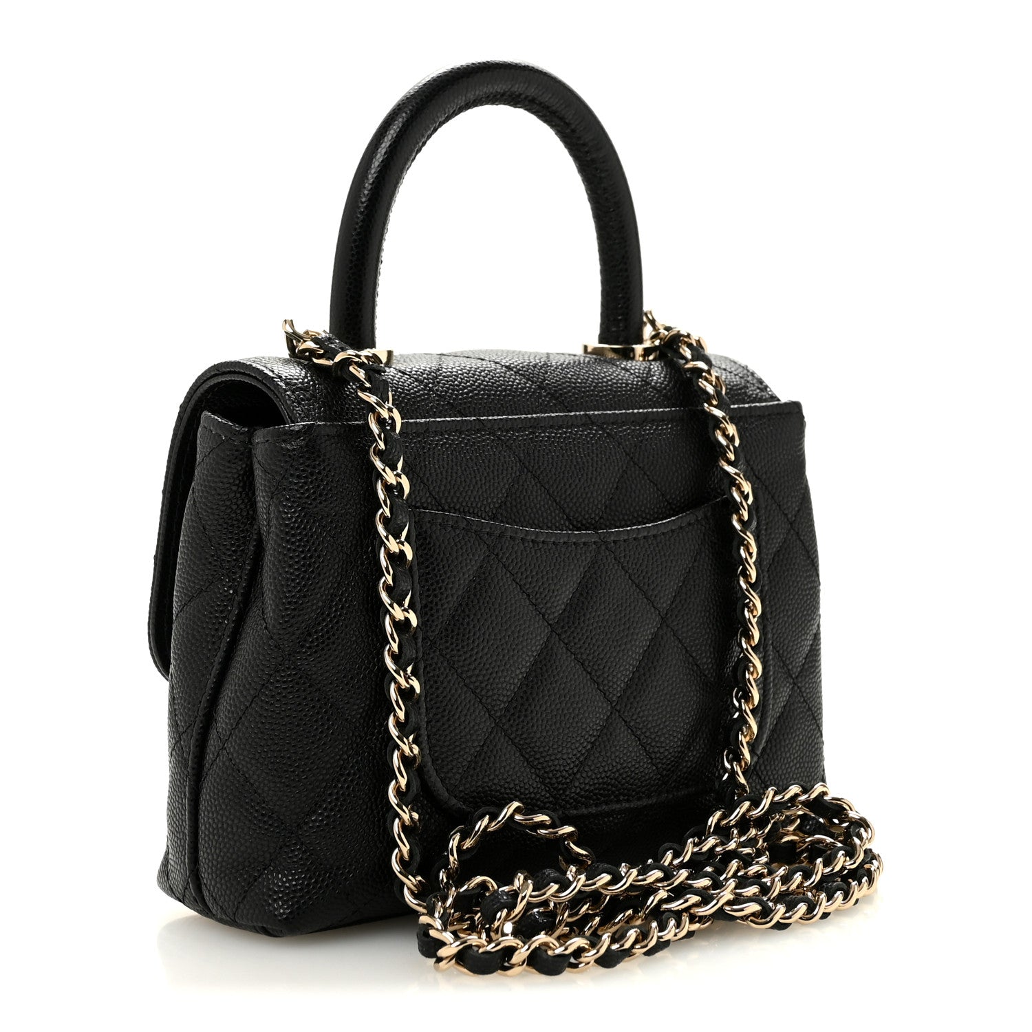 Chanel Caviar Quilted Coco Handle Clutch With Chain Black 3 of 11