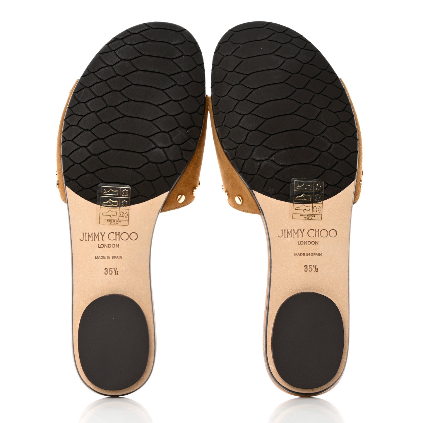 Suede Nanda Studded Flat Slide Sandals 35.5 Brown