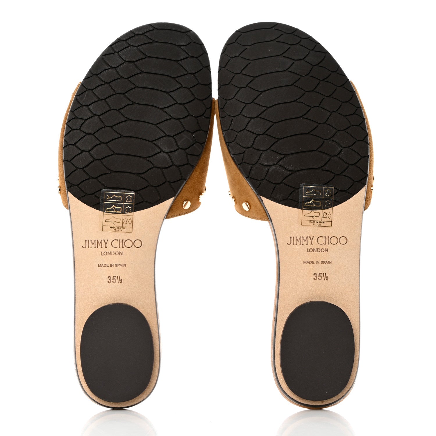 Jimmy Choo Suede Nanda Studded Flat Slide Sandals 35.5 Brown 5 of 8
