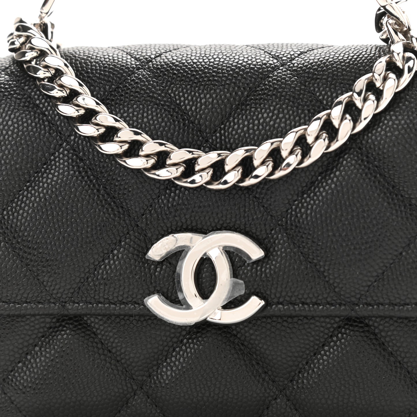 Caviar Quilted Pick Me Up Clutch With Chain Black