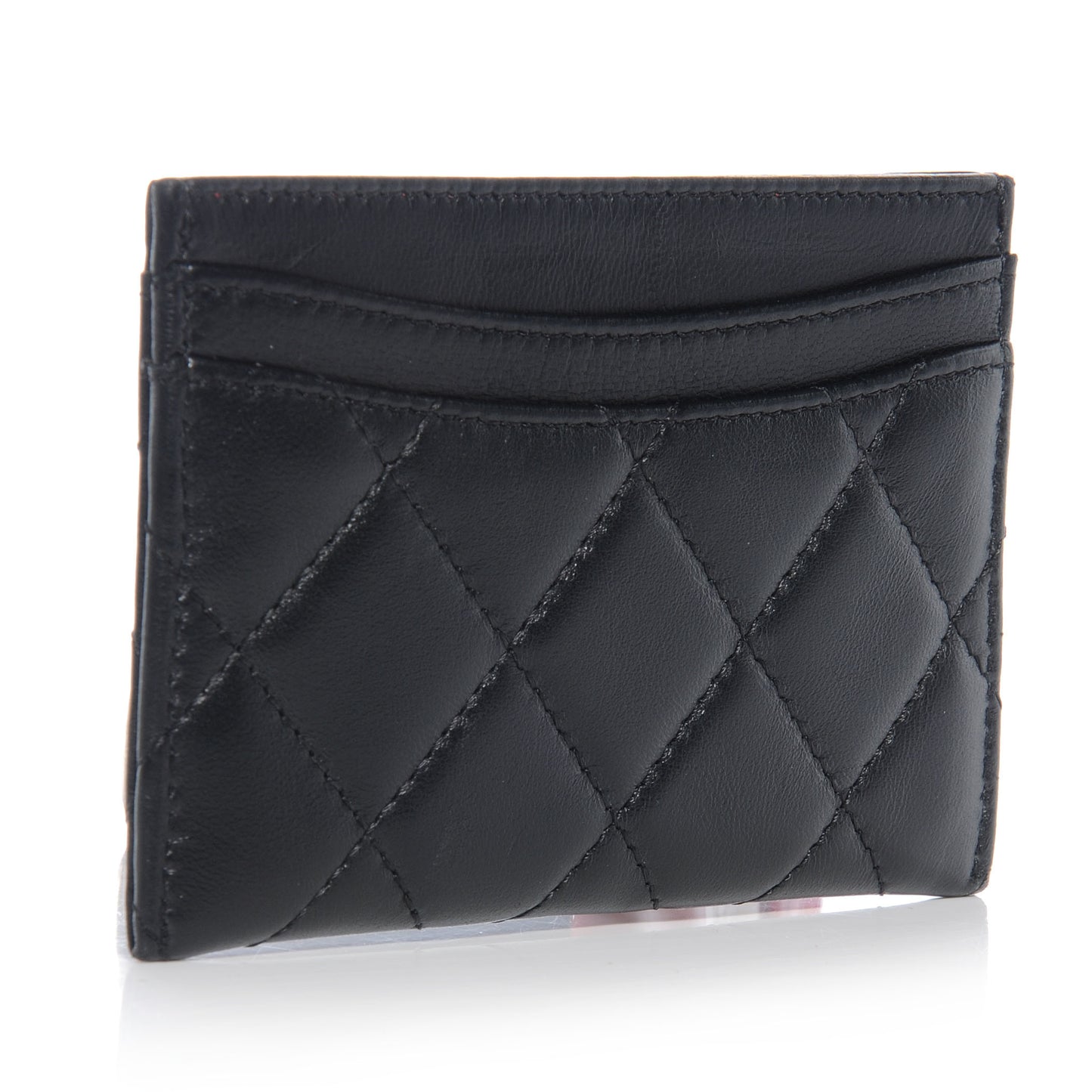 Lambskin Quilted Card Holder Black