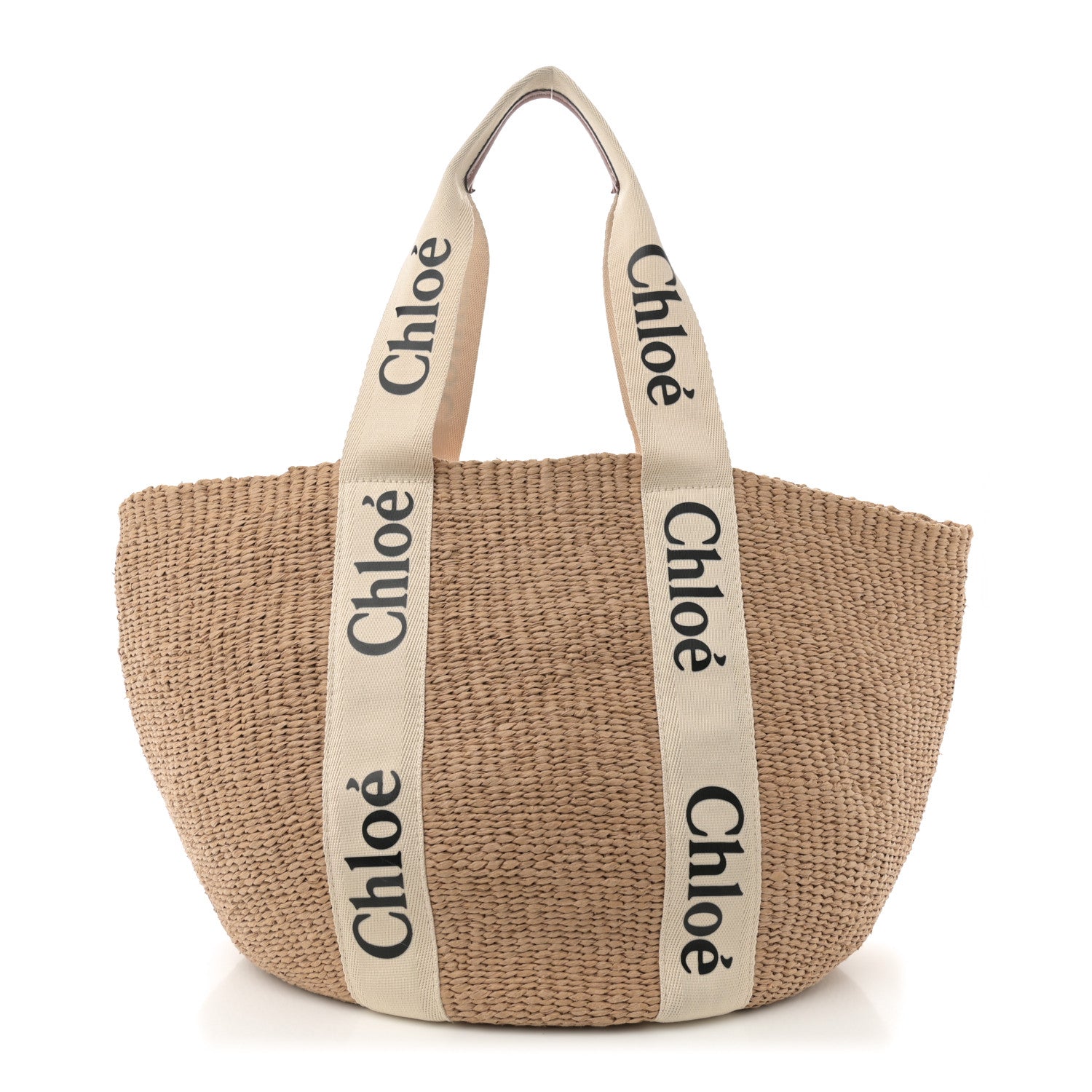 Chloe Raffia Large Woody Basket Bag White 1 of 9