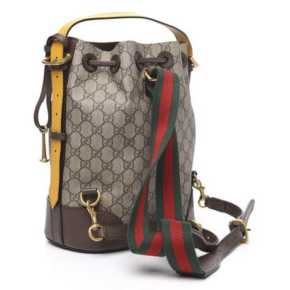 Gucci GG Supreme Monogram Neo Vintage Drawstring Bucket Backpack Beige New Acero Crop 2 of 8