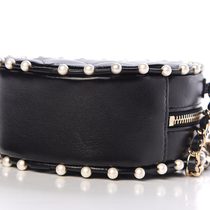 Chanel Calfskin Quilted Pearl Round Clutch With Chain Black 9 of 11