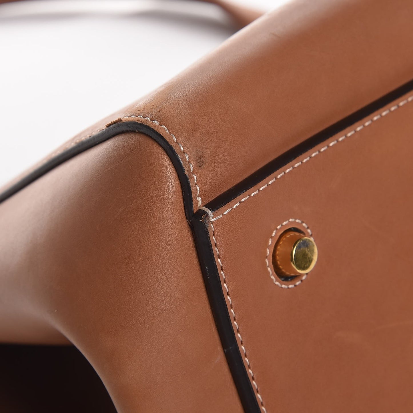 Smooth Calfskin Large Edge Shoulder Bag Camel