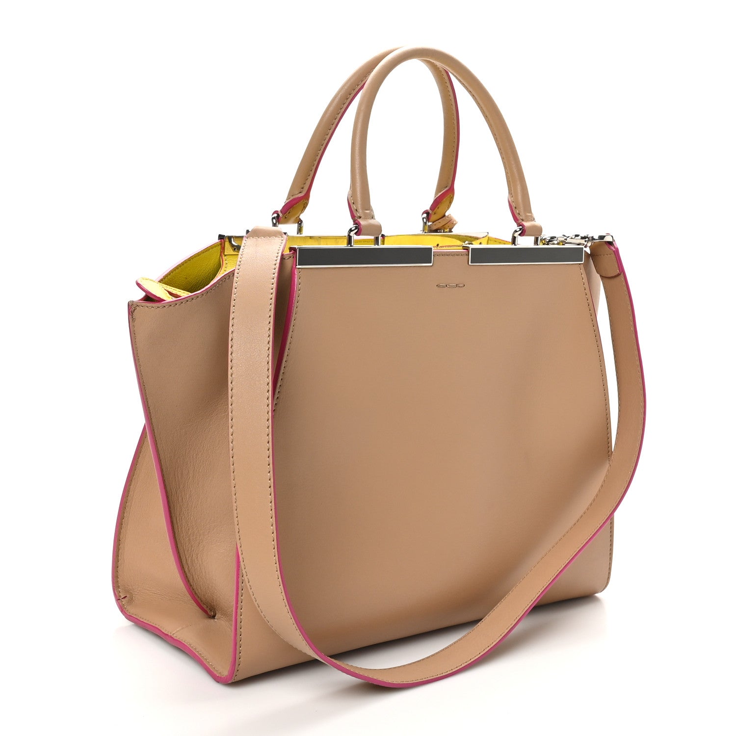 Fendi Vitello Dolce Shiny Nappa Petite 3Jours Tote Cuoio Lime 3 of 10