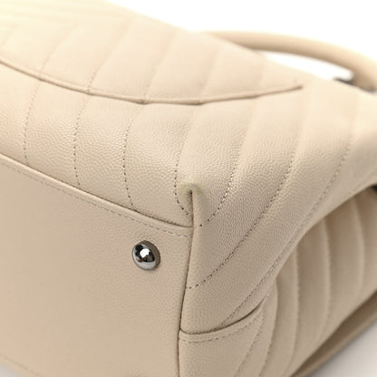 Chanel Caviar Chevron Quilted Small Coco Handle Flap Beige 12 of 13