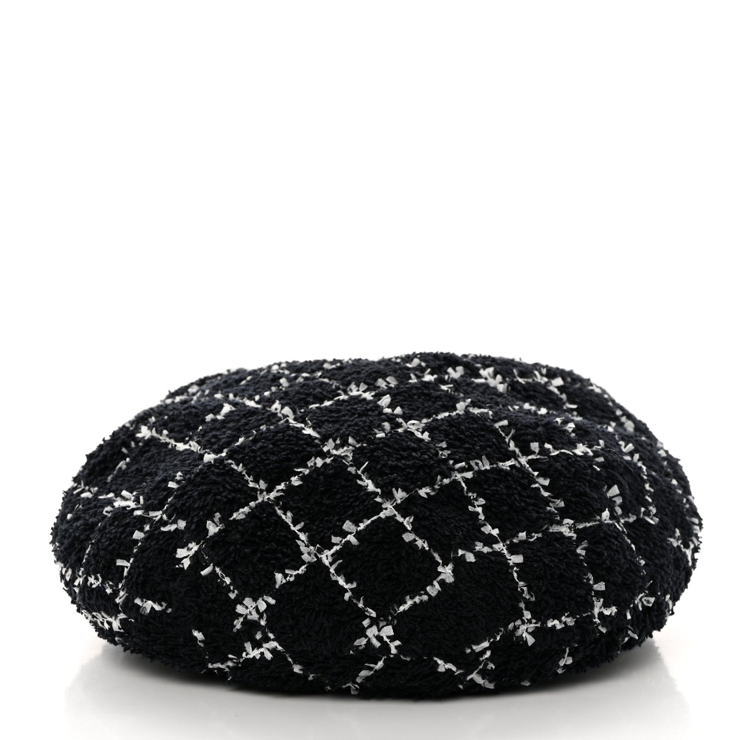 Tweed Beret Hat M Black White