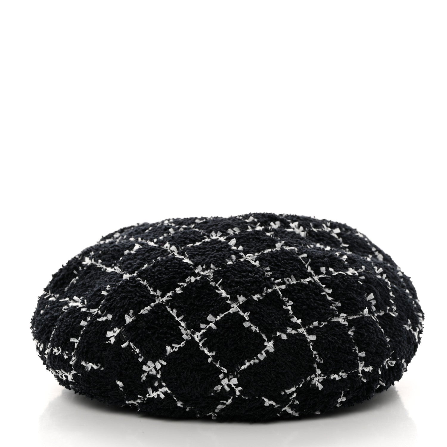 Chanel Tweed Beret Hat M Black White 3 of 8