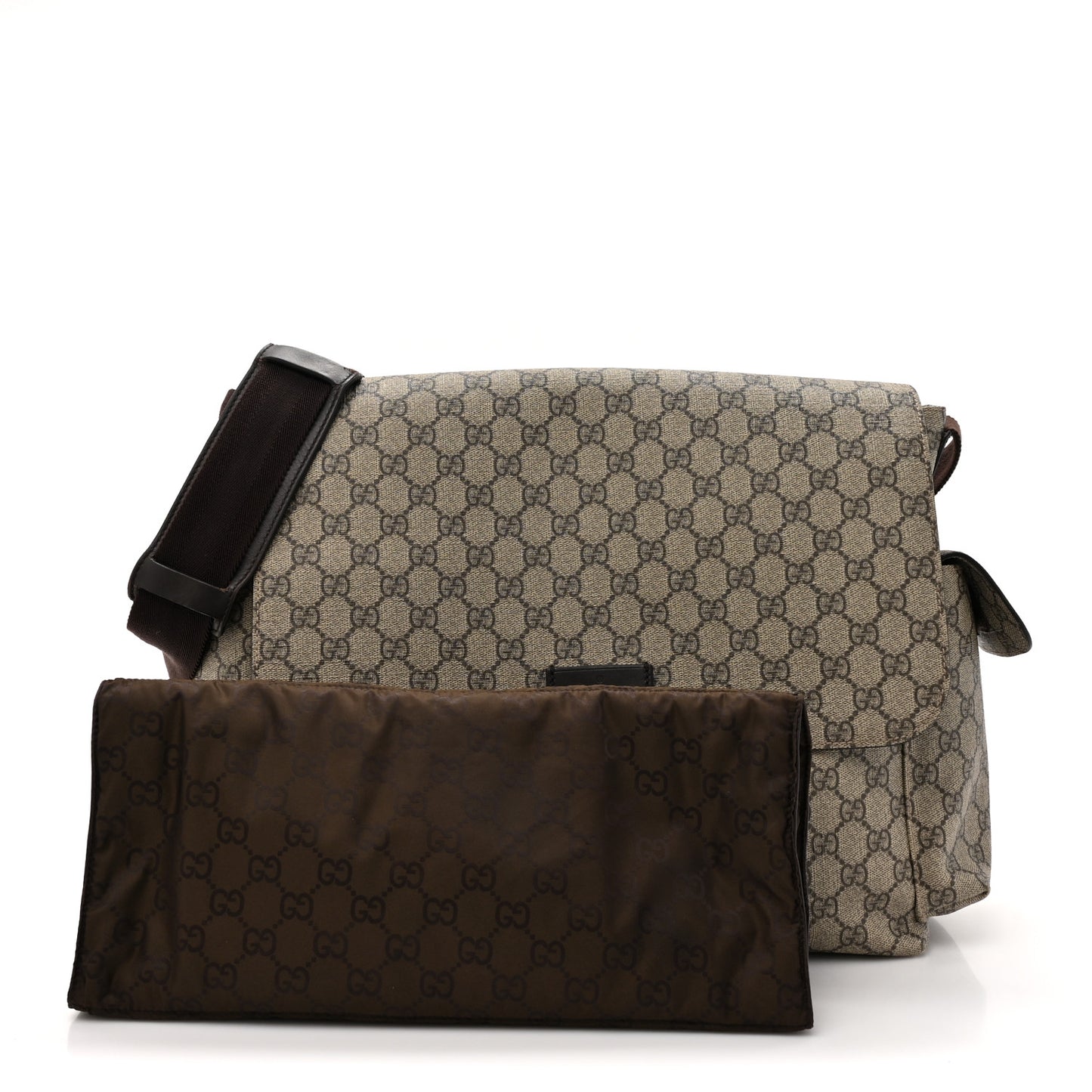 GG Plus Monogram Messenger Diaper Bag Dark Brown