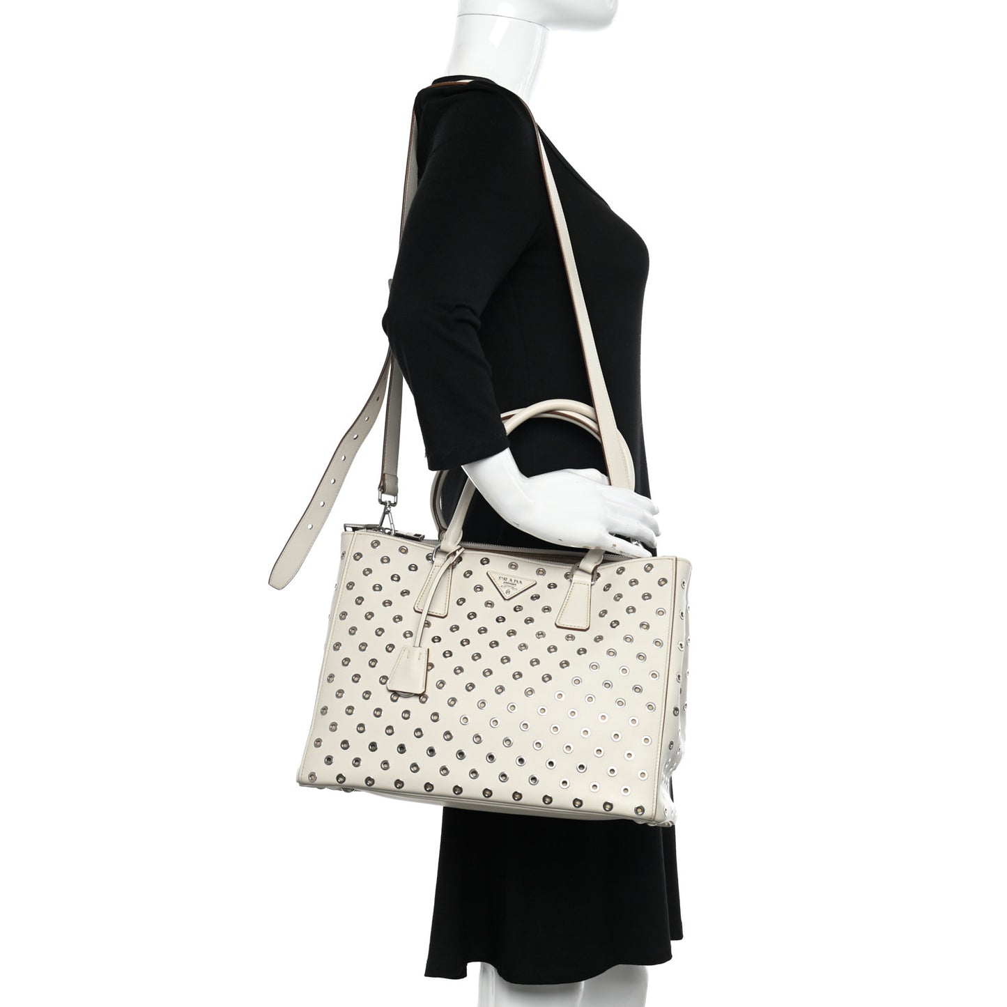 City Calf Grommet Large Double Zip Tote Talco