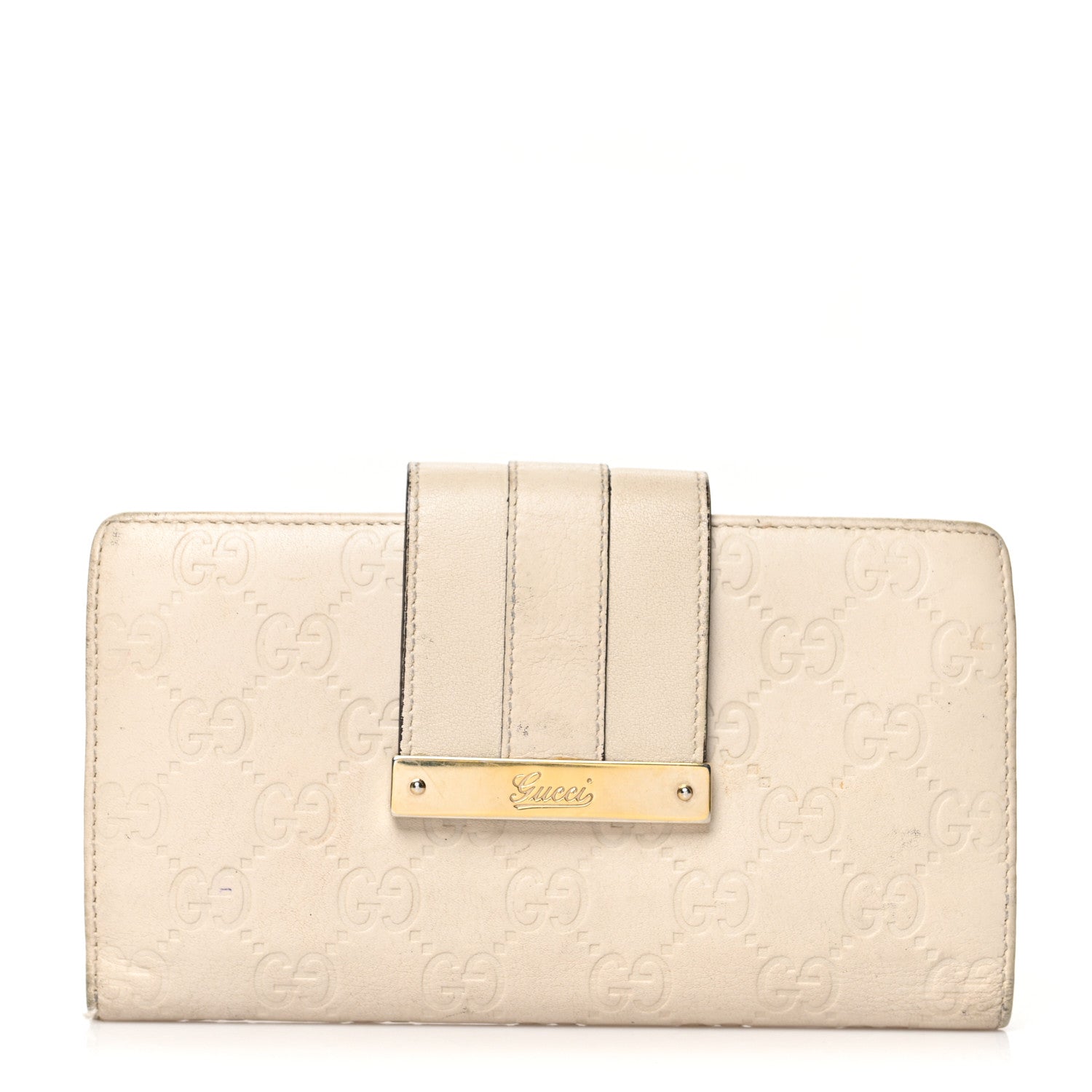 Gucci Guccissima Ladies Web Long Wallet Off White 1 of 18