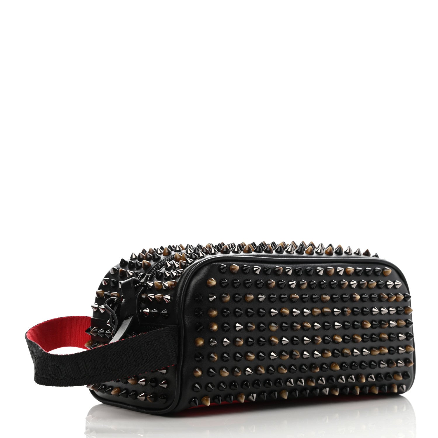 Christian Louboutin Calfskin Spikes Mens Blaster Toiletry Bag Black 3 of 8