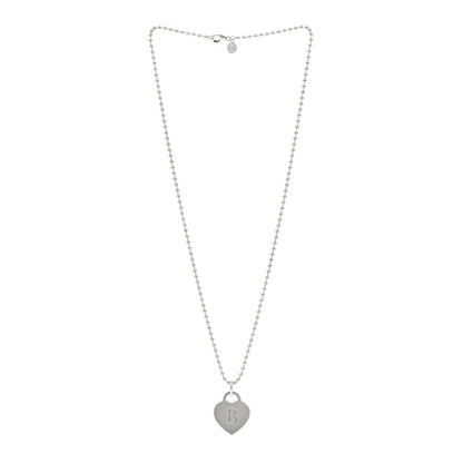 Tiffany Sterling Silver Heart Tag Alphabet B Pendant Bead Chain Necklace 3 of 4