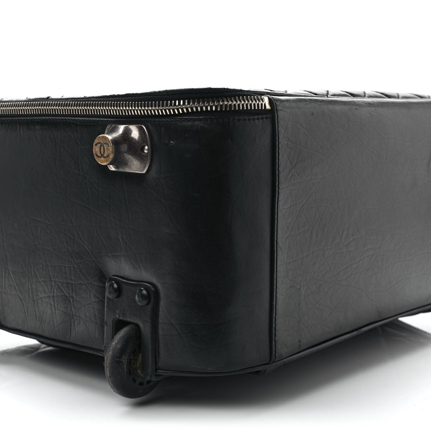 Aged Calfskin Quilted Case Trolley Black
