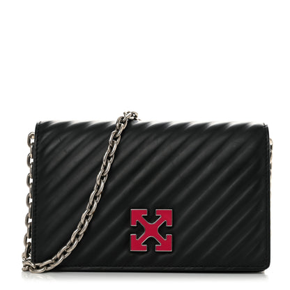 Off-White OFF WHITE Calfskin Diagonal Quilted Jitney 0.5 Crossbody Bag Black 1 of 11