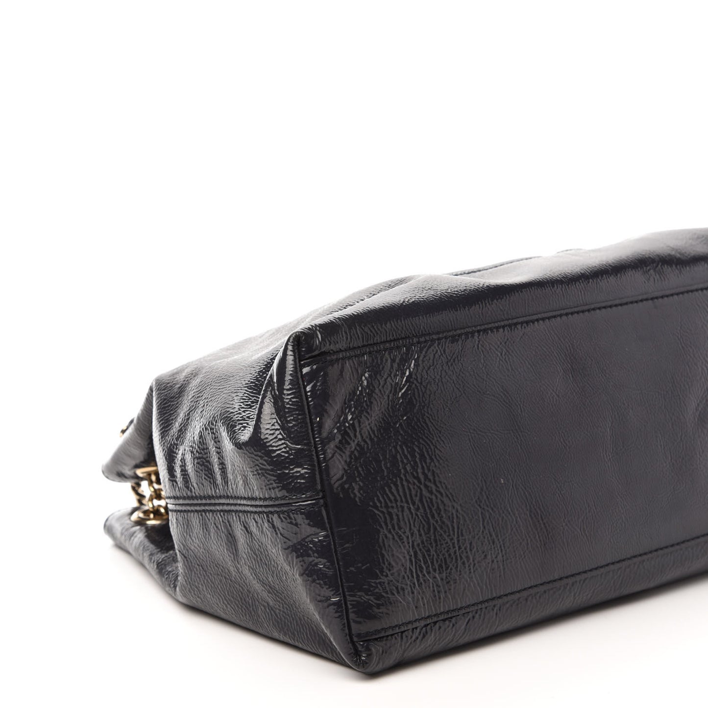 Patent Medium Soho Chain Shoulder Bag Uniform Blue