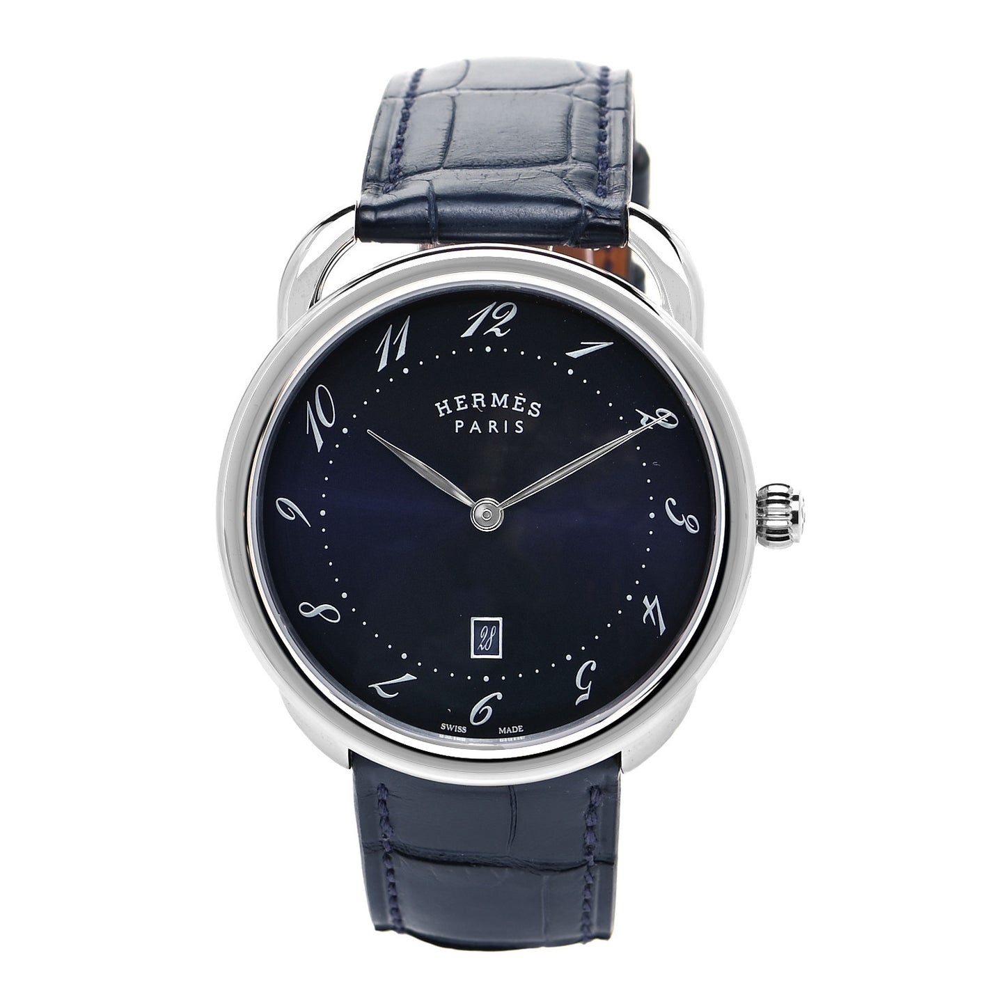 Stainless Steel Alligator 40mm Arceau Quartz Watch Bleu Abysse
