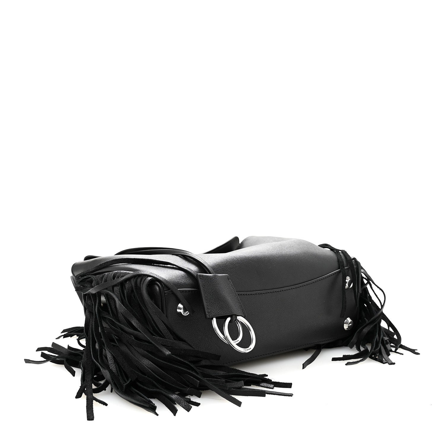 Balenciaga Natural Smooth Madeline Calfskin Fringes Small Rodeo Top Handle Handbag Black 4 of 9