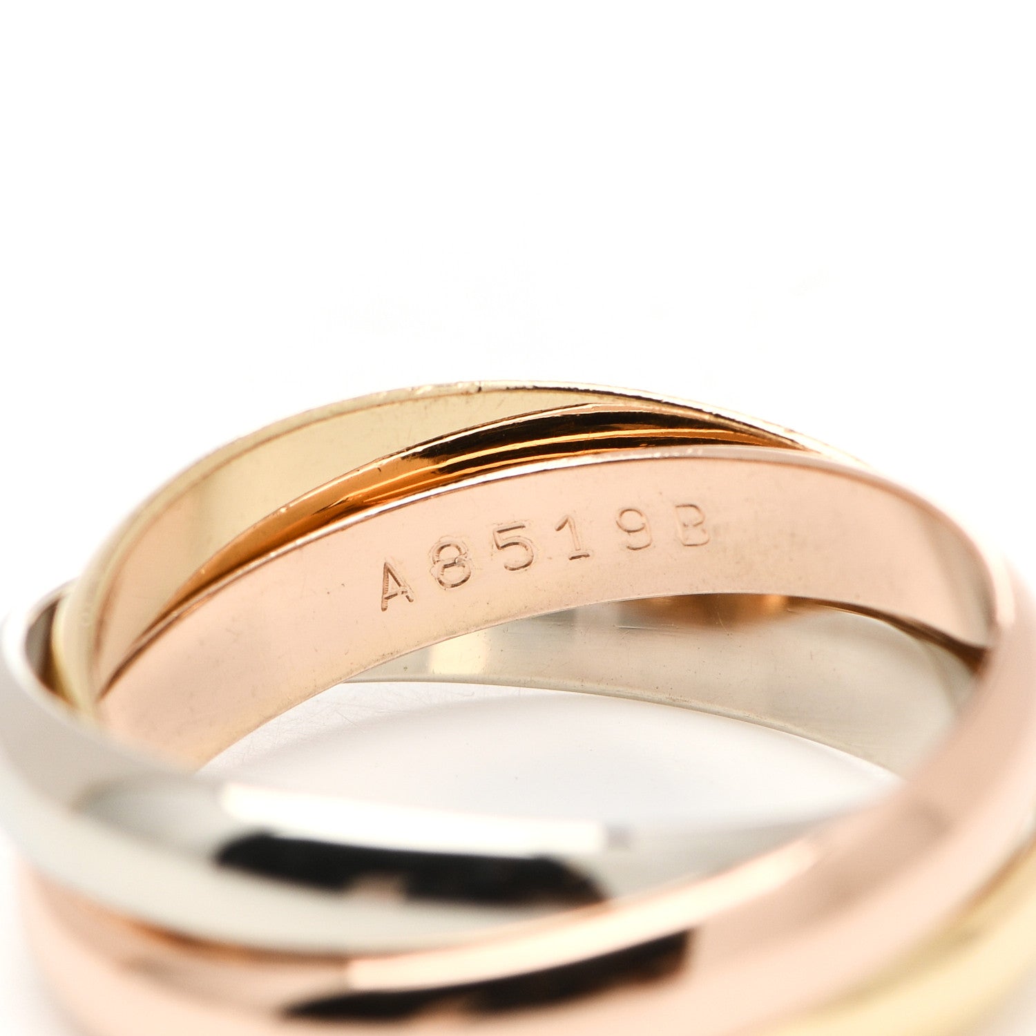 Cartier 18K Pink Yellow White Gold Classic Les Must De Cartier Trinity Ring 56 7.5 4 of 5