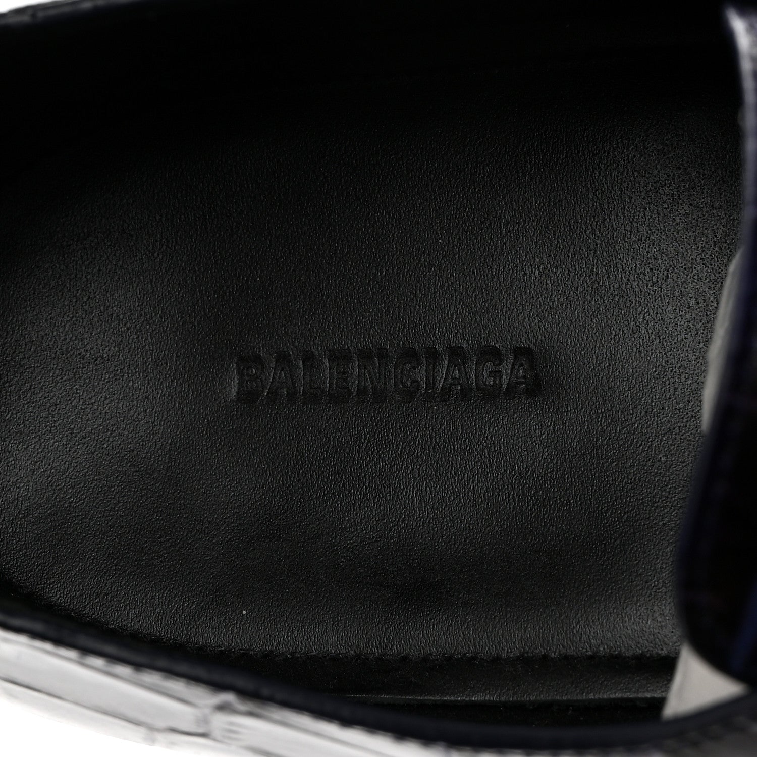 Balenciaga Calfskin Crocodile Embossed Mens Derby Shoes 44 Blue 6 of 7