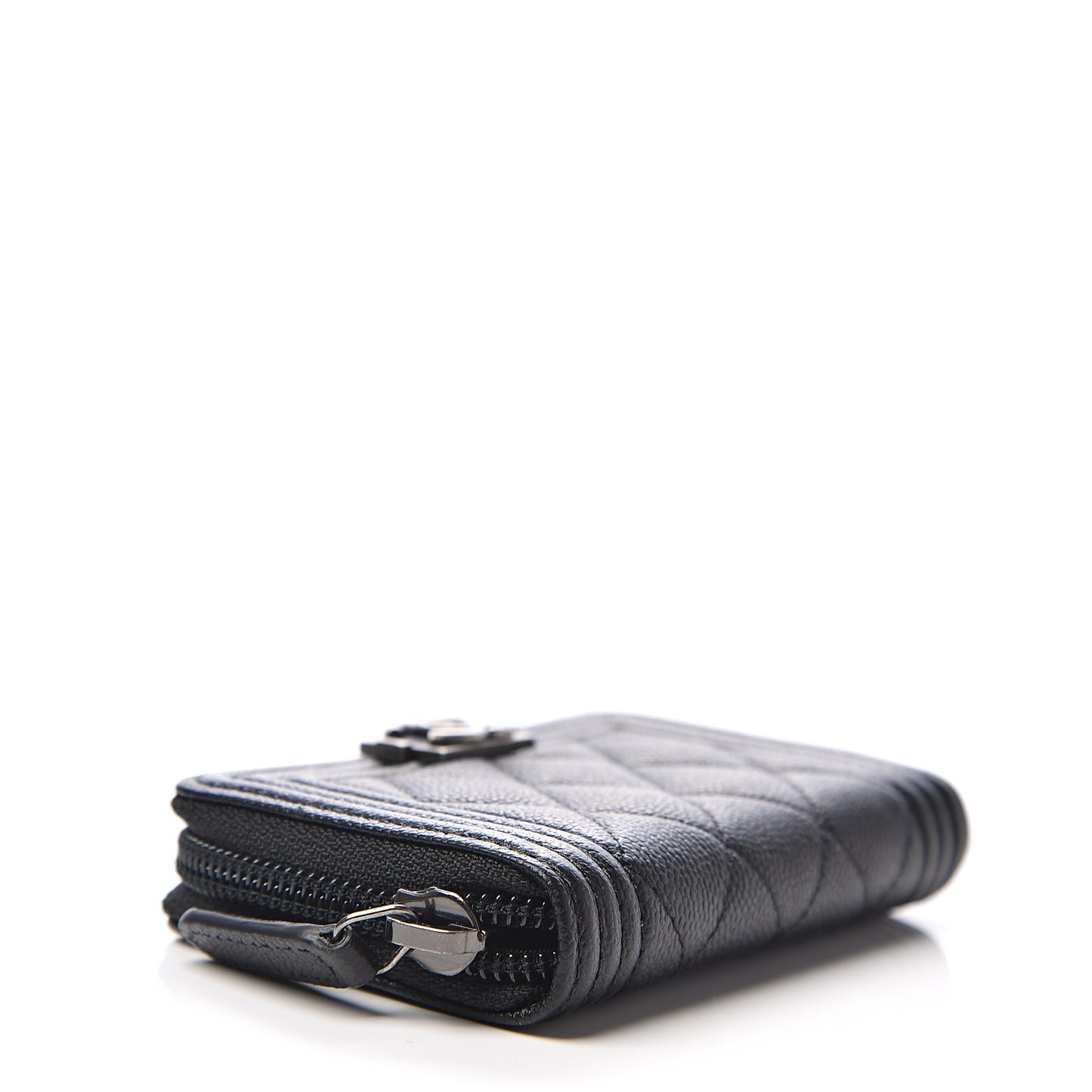 Caviar Quilted Boy Zip Around Coin Purse Wallet