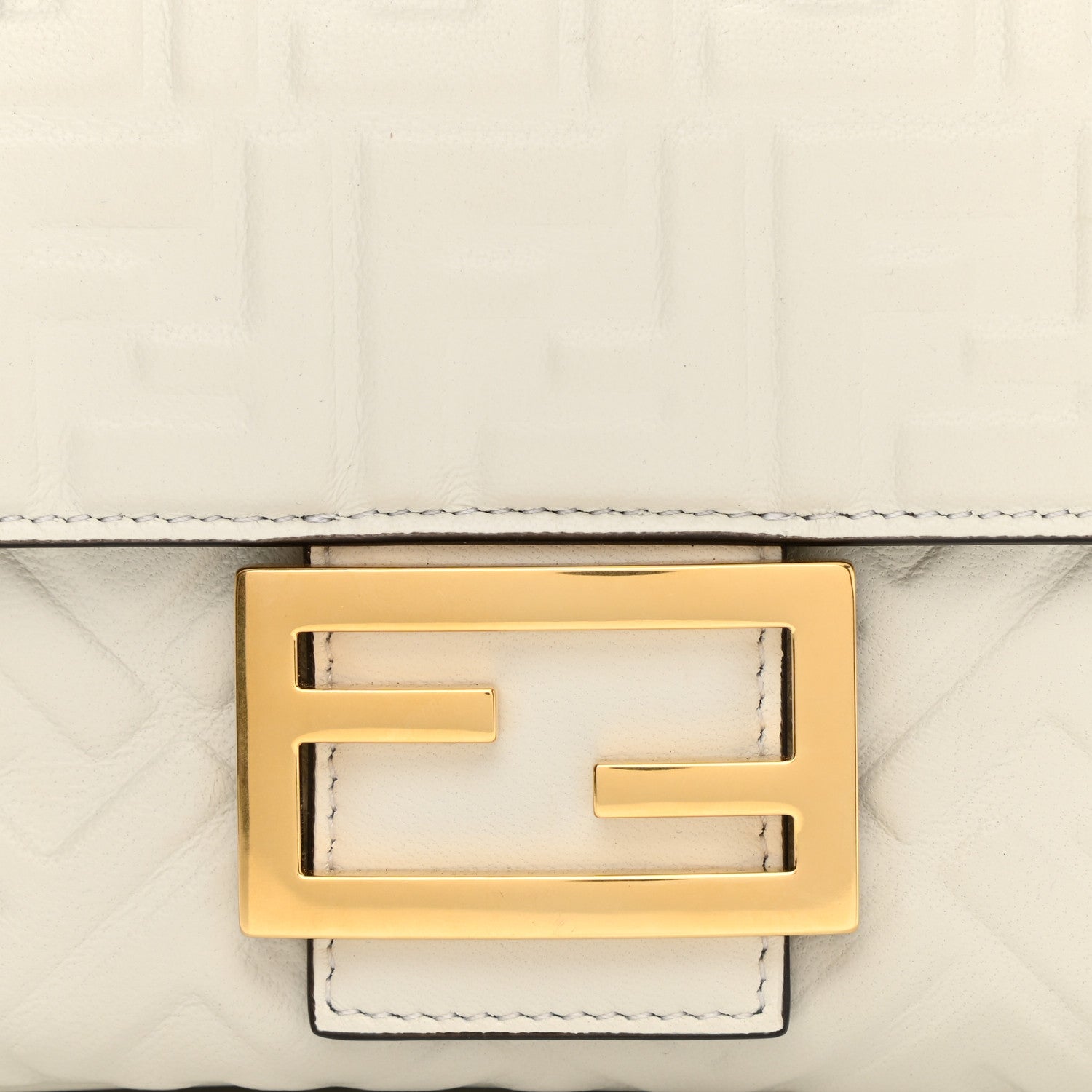 Fendi Nappa Small FF Embossed Midi Chain Baguette White 8 of 10