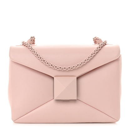 Valentino Garavani Nappa Lacquer Monochrome One Stud Chain Clutch Rose Quartz 1 of 11
