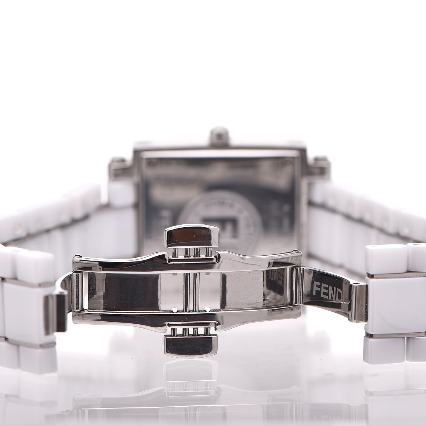 Stainless Steel Ceramic Diamond Bezel 30mm Quadro Quartz Watch White
