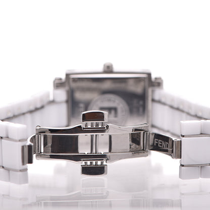 Fendi Stainless Steel Ceramic Diamond Bezel 30mm Quadro Quartz Watch White 6 of 7