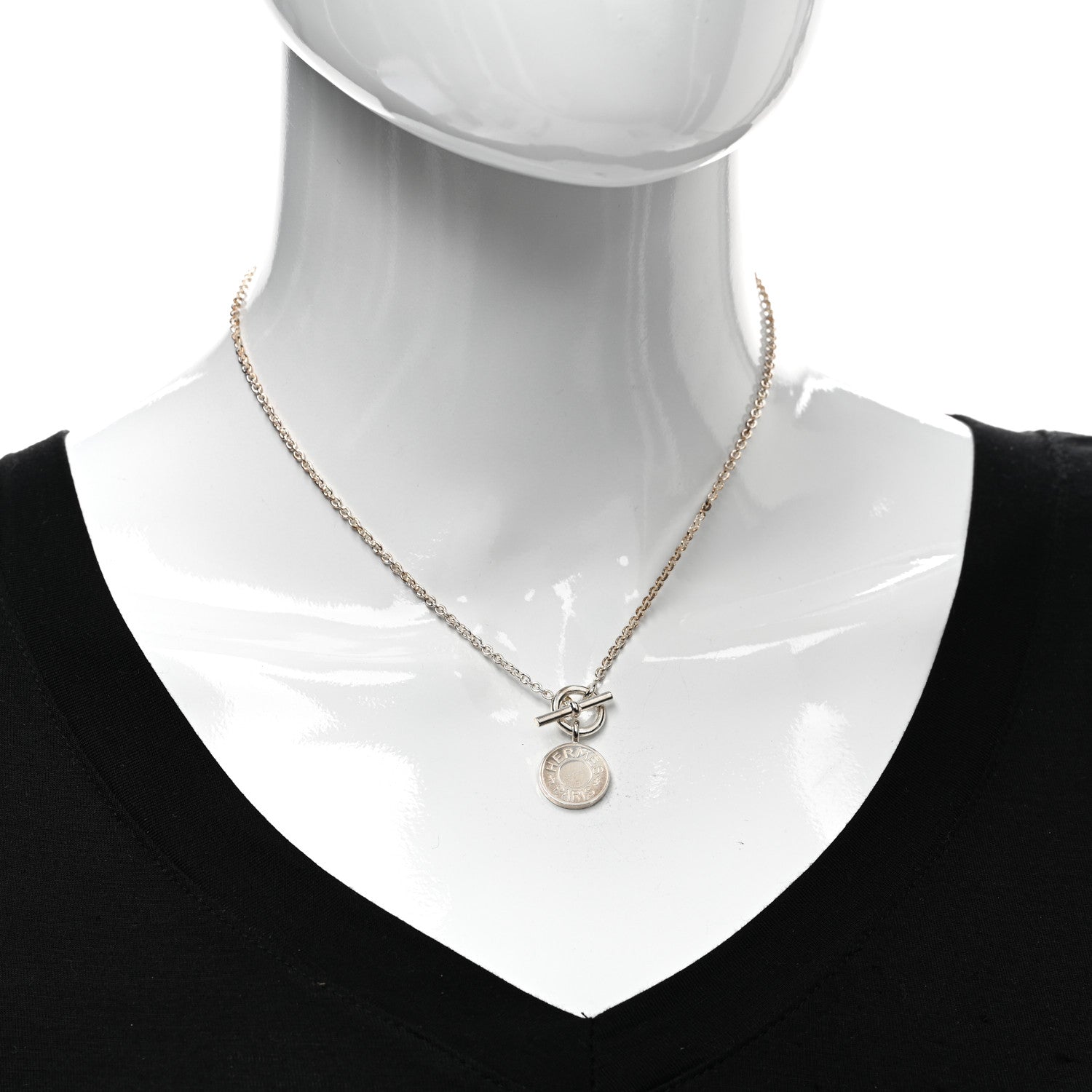 Hermes Sterling Silver Amulettes H Confettis Pendant Necklace 2 of 4