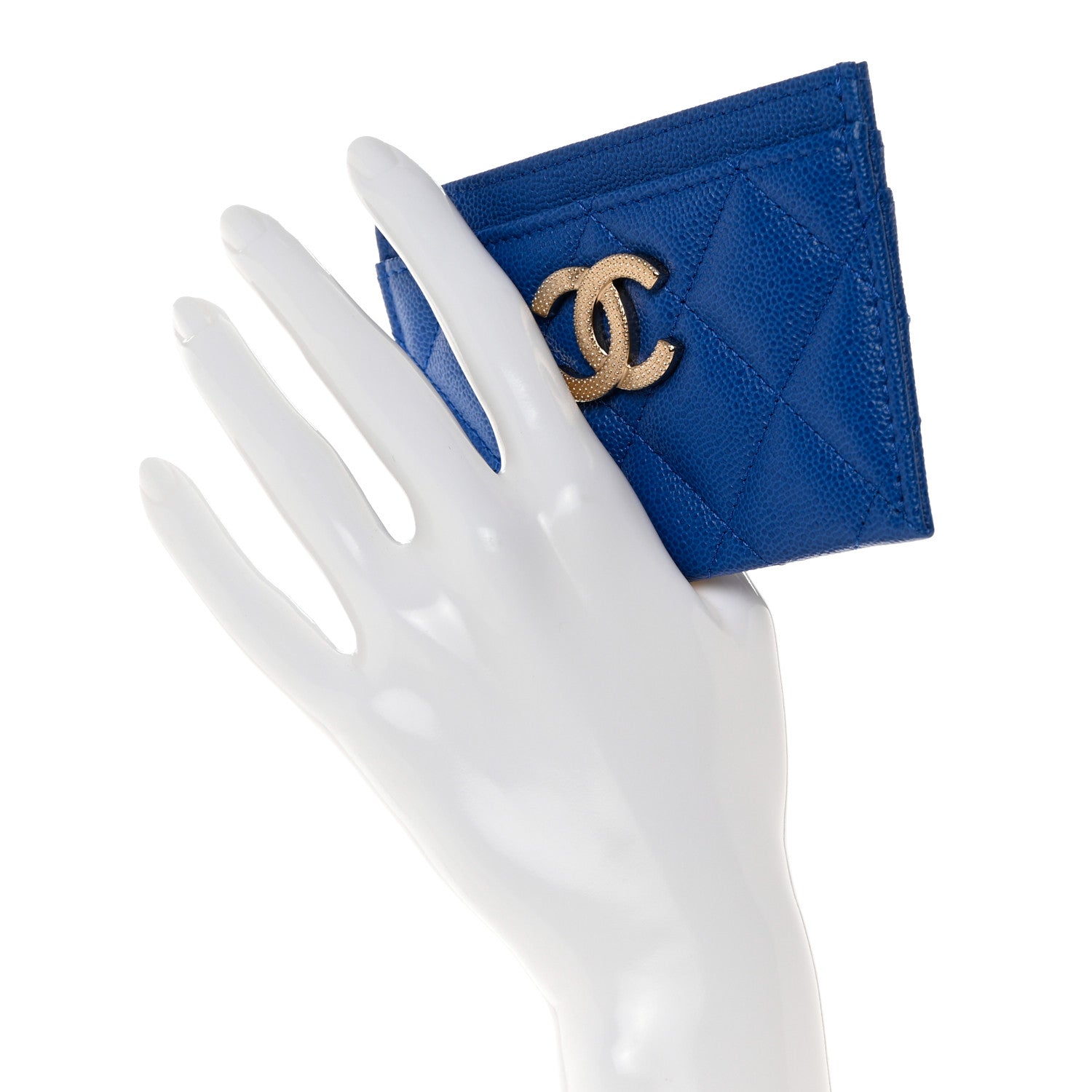 Chanel Caviar Quilted Studded CC Card Holder Blue 2 of 9