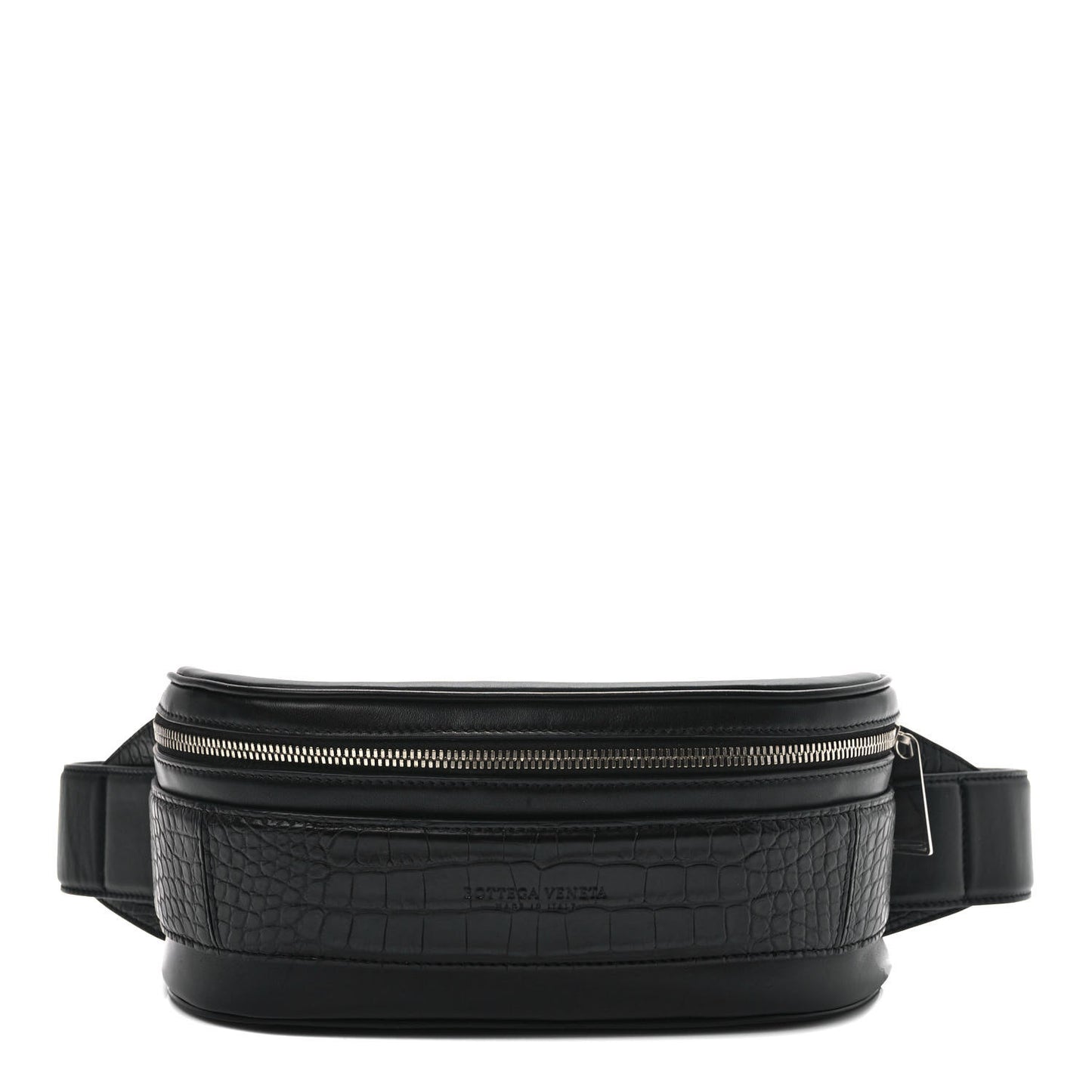 French Calfskin Alligator Embossed Belt Bag Black