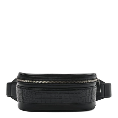 Bottega Veneta French Calfskin Alligator Embossed Belt Bag Black 1 of 8