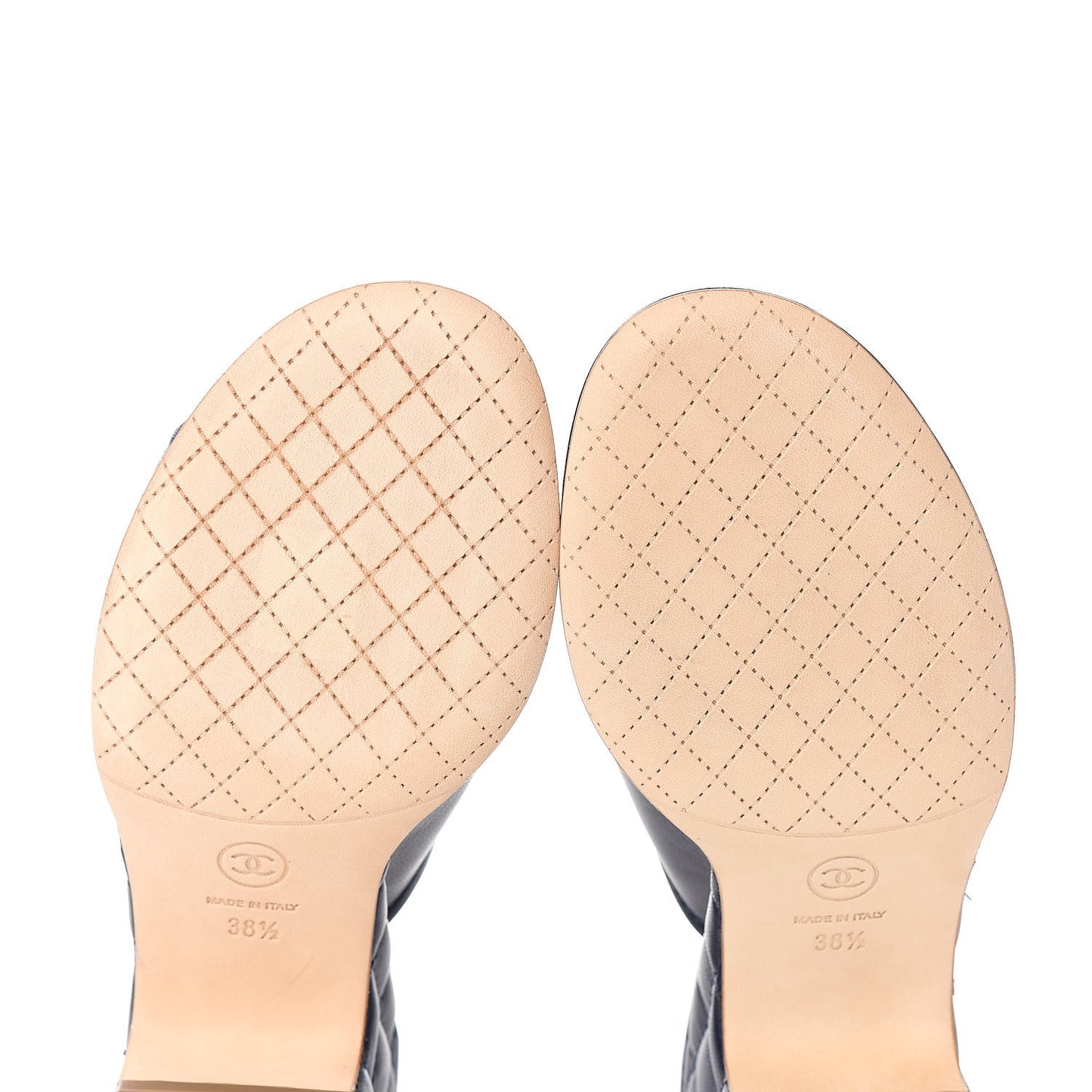 Lambskin Quilted CC Chain Mules 38.5 Navy