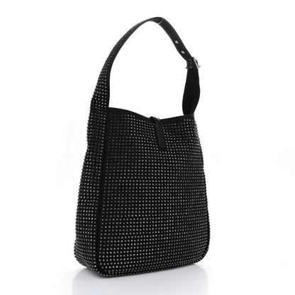 Saint Laurent Cotton Studded Le 5 A 7 Soft Hobo Black 3 of 9