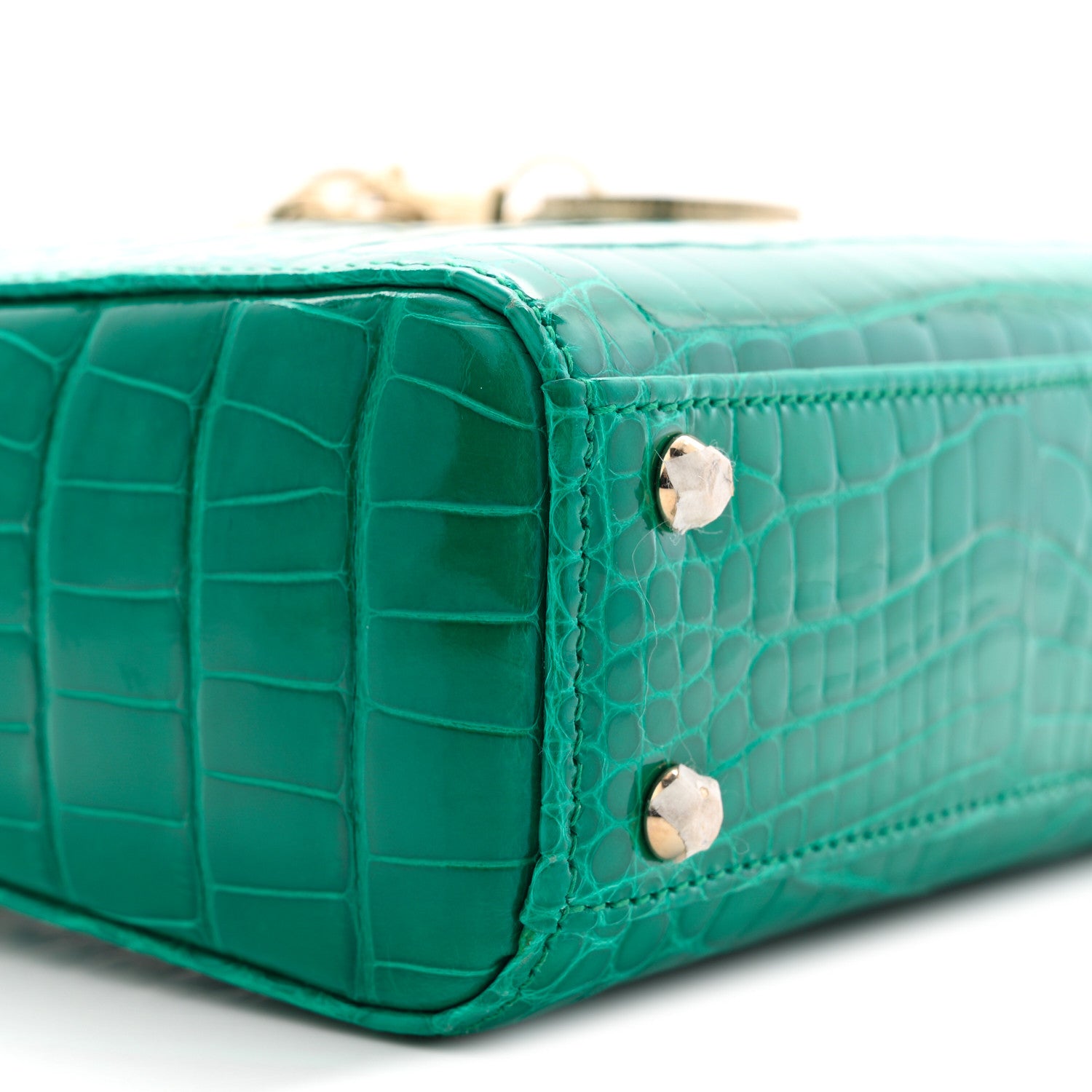 Christian Dior Alligator Swarovski Crystal Mini Lady Dior Green 9 of 10
