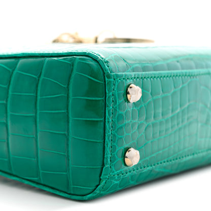 Christian Dior Alligator Swarovski Crystal Mini Lady Dior Green 9 of 10