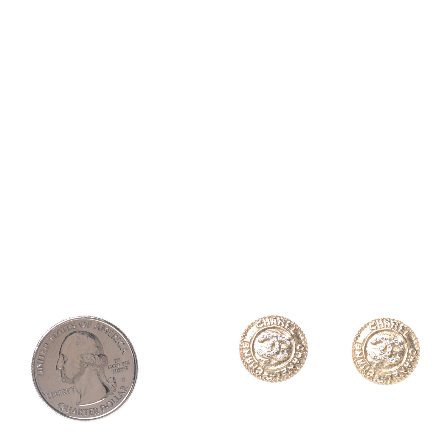 Chanel Crystal CC Round Earrings Gold 2 of 4