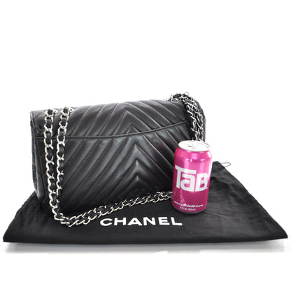 Chanel Lambskin Large Chevron Flap Black 3 of 12