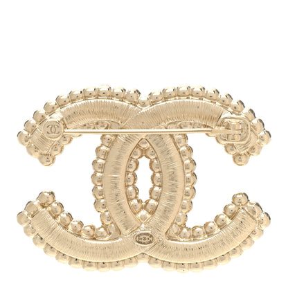 Chanel Crystal Pearl Multi Row CC Brooch Gold 3 of 4