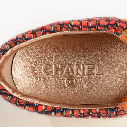 Chanel Tweed Suede Calfskin Sneakers Orange 8 of 9