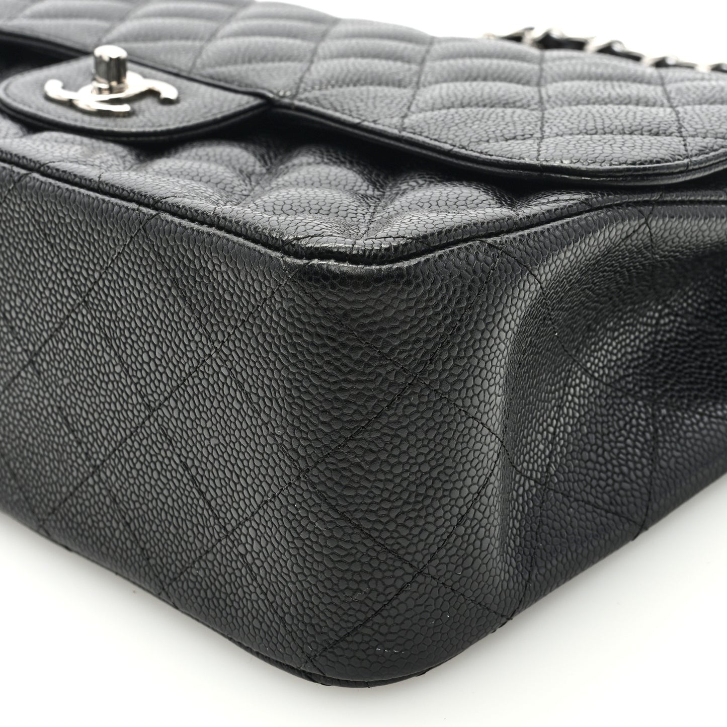 Caviar Quilted Jumbo Double Flap Black